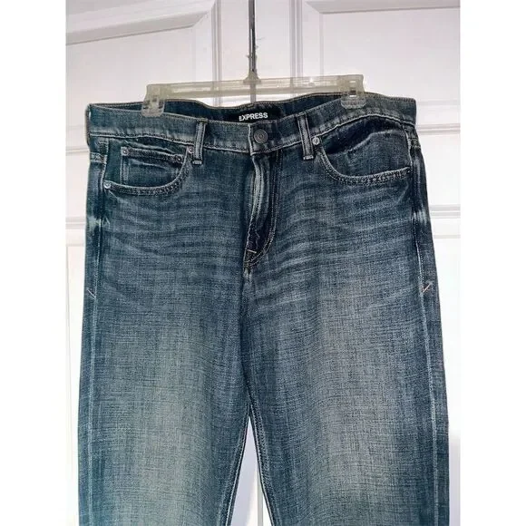 Express Men's Classic Straight Jeans Blue Size 34x34 Five-Pocket Design - Picture 2 of 7